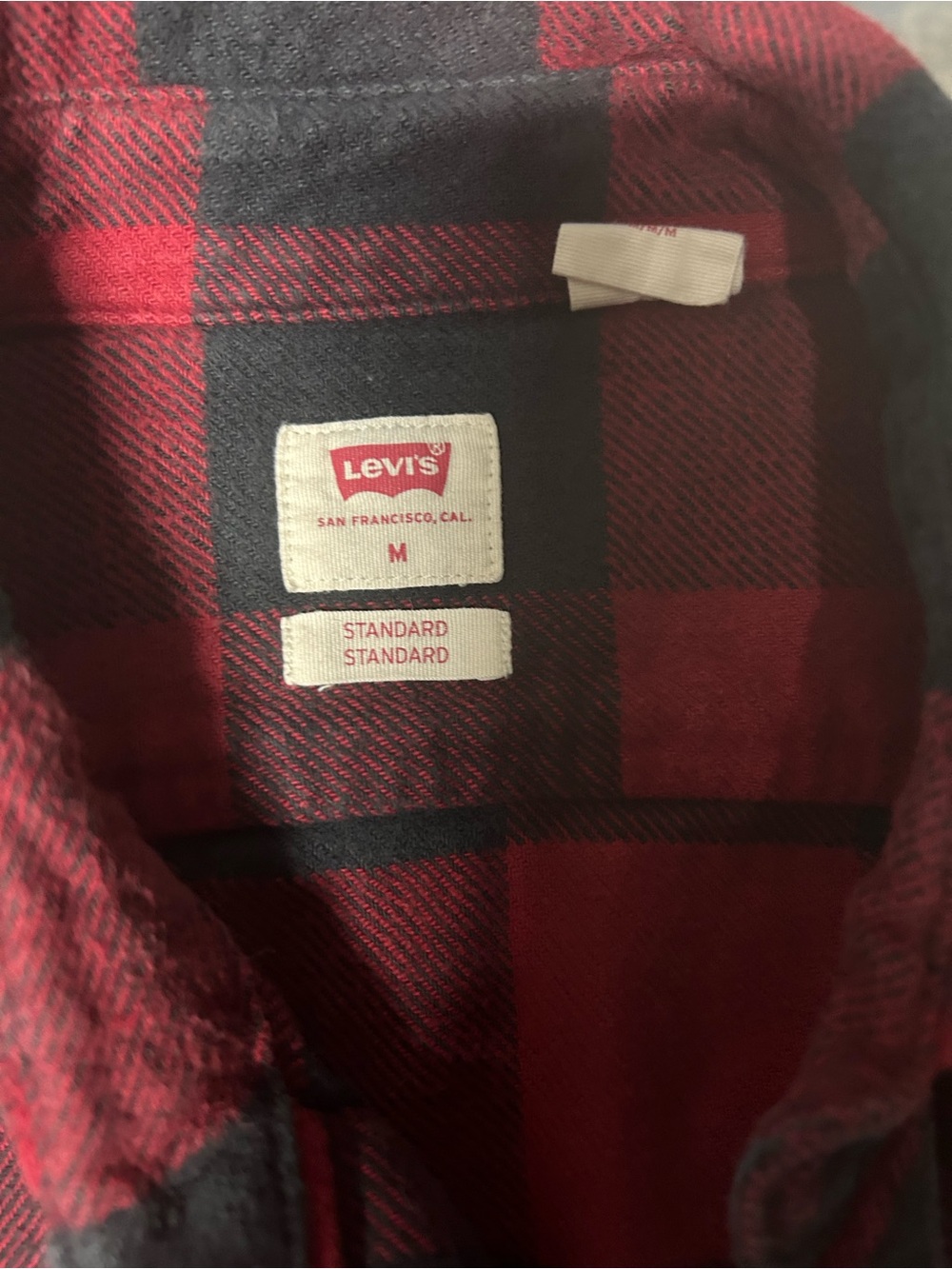 Levi's Red and Black Plaid Flannel Shirt - Medium